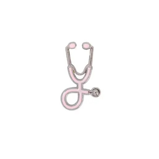 Stethoscope - Silver Pink pin