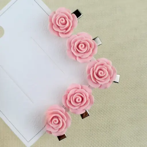 Pink Rose Baby Clips
