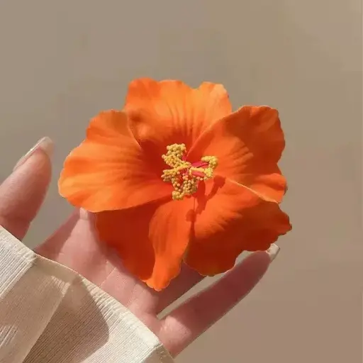 Hibiscus Orange Hair Clip