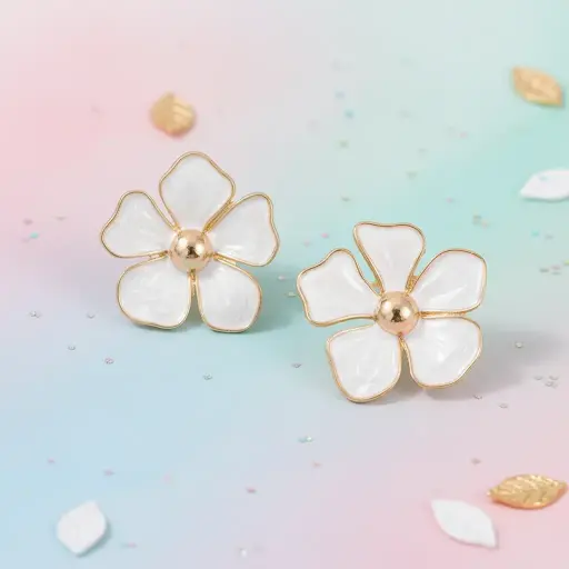 White floral Stud 