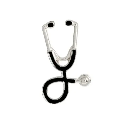 Stethoscope - Silver Black Pin